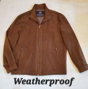 WEATHERPROOF Men's Brown Lightweight Suede Jacket, Size L